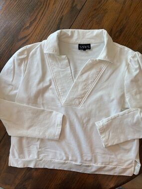 SSYS White Long Sleeve Polo-Style Tee